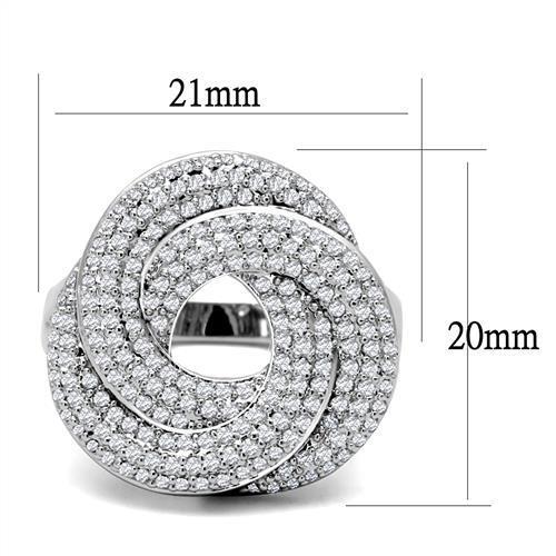 3W1319 - Brass Ring Rhodium Women AAA Grade CZ Clear