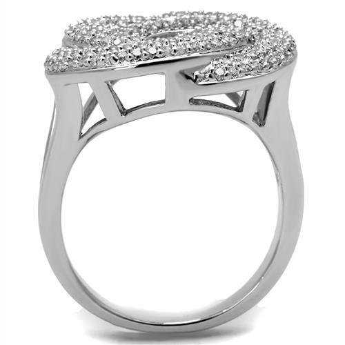 3W1319 - Brass Ring Rhodium Women AAA Grade CZ Clear