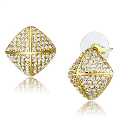 3W1323 - Brass Earrings Gold Women AAA Grade CZ Clear