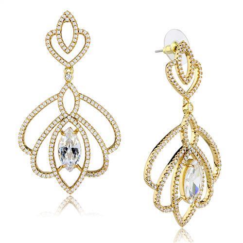 3W1324 - Brass Earrings Gold Women AAA Grade CZ Clear