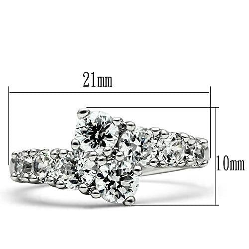 3W132 - Brass Ring Rhodium Women AAA Grade CZ Clear