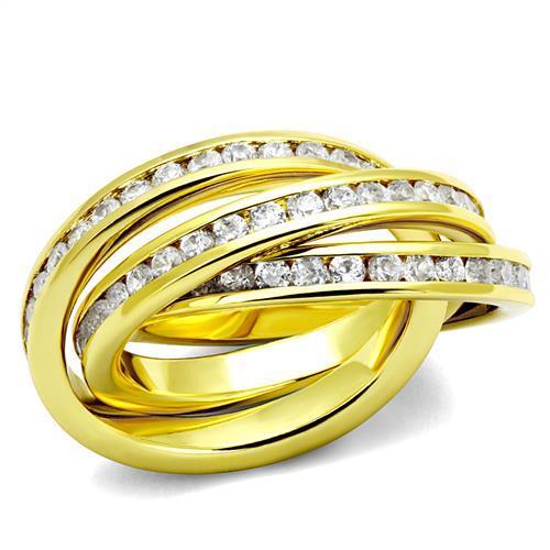 3W1330 - Brass Ring Gold Women AAA Grade CZ Clear