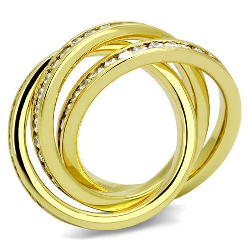 3W1330 - Brass Ring Gold Women AAA Grade CZ Clear