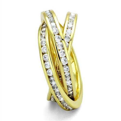 3W1330 - Brass Ring Gold Women AAA Grade CZ Clear