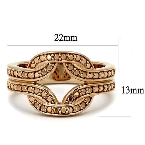 3W1336 - Brass Ring IP Rose Gold(Ion Plating) Women AAA Grade CZ Metallic Light Gold