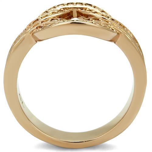 3W1336 - Brass Ring IP Rose Gold(Ion Plating) Women AAA Grade CZ Metallic Light Gold