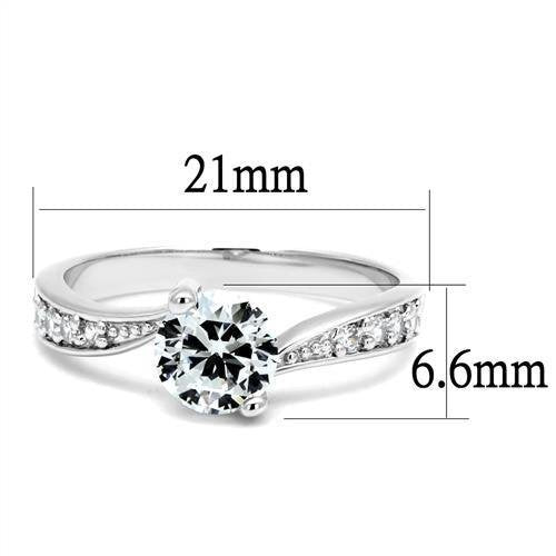 3W1337 - Brass Ring Rhodium Women AAA Grade CZ Clear