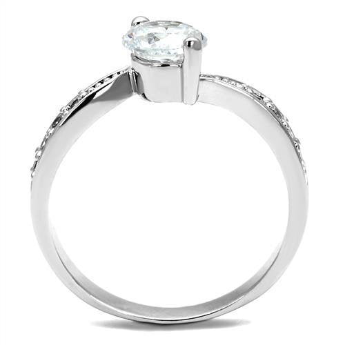 3W1337 - Brass Ring Rhodium Women AAA Grade CZ Clear