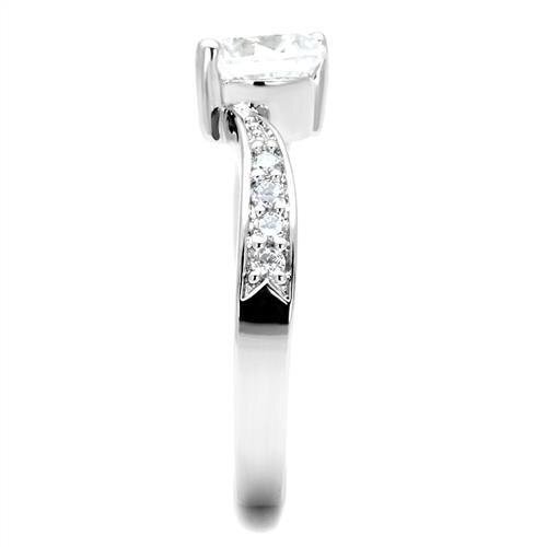 3W1337 - Brass Ring Rhodium Women AAA Grade CZ Clear