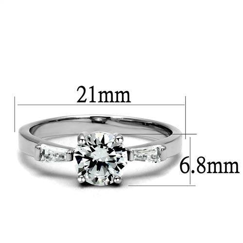 3W1339 - Brass Ring Rhodium Women AAA Grade CZ Clear