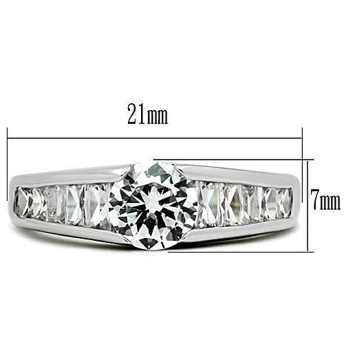 3W133 - Brass Ring Rhodium Women AAA Grade CZ Clear