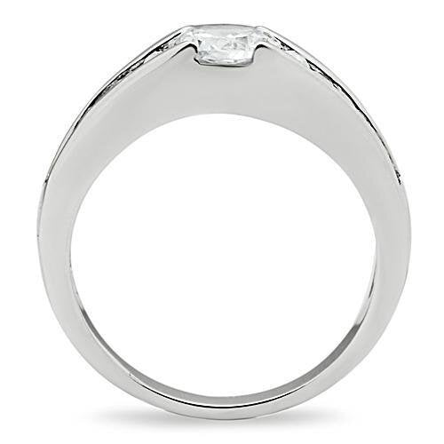 3W133 - Brass Ring Rhodium Women AAA Grade CZ Clear