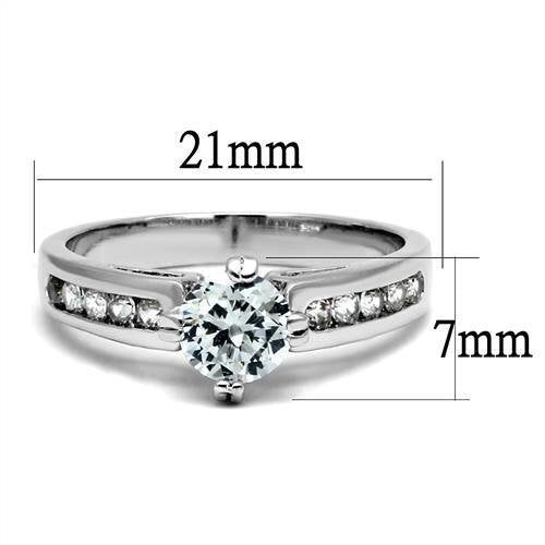 3W1340 - Brass Ring Rhodium Women AAA Grade CZ Clear