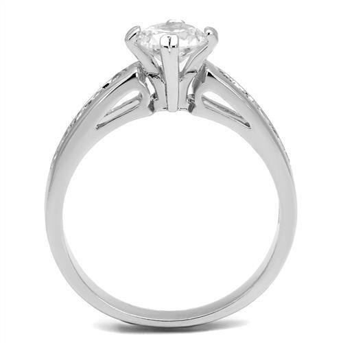 3W1340 - Brass Ring Rhodium Women AAA Grade CZ Clear