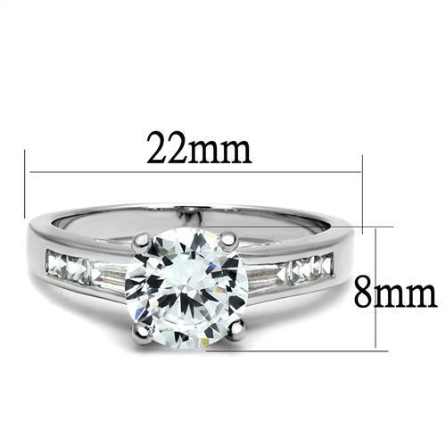 3W1341 - Brass Ring Rhodium Women AAA Grade CZ Clear