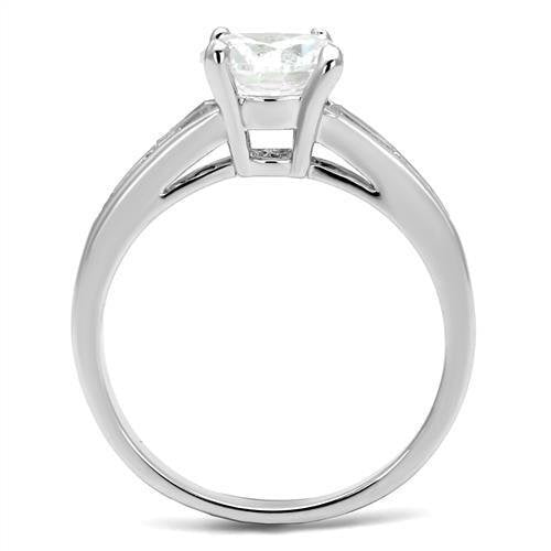 3W1341 - Brass Ring Rhodium Women AAA Grade CZ Clear