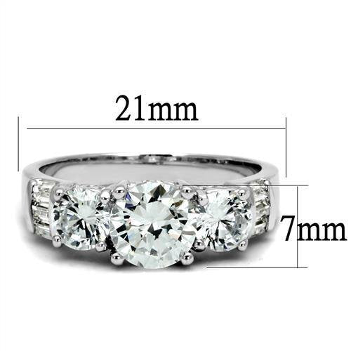 3W1343 - Brass Ring Rhodium Women AAA Grade CZ Clear