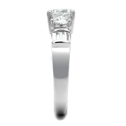 3W1343 - Brass Ring Rhodium Women AAA Grade CZ Clear