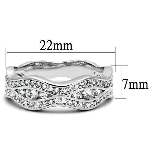 3W1345 - Brass Ring Rhodium Women AAA Grade CZ Clear