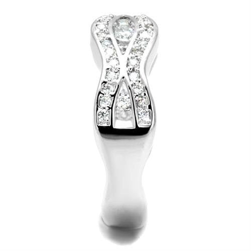 3W1345 - Brass Ring Rhodium Women AAA Grade CZ Clear