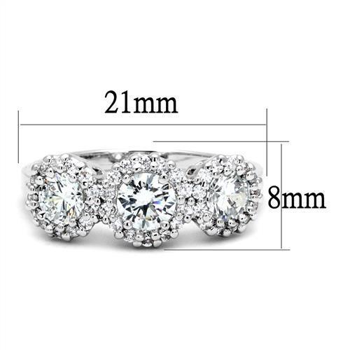 3W1347 - Brass Ring Rhodium Women AAA Grade CZ Clear