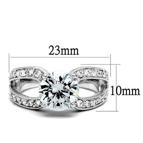 3W1348 - Brass Ring Rhodium Women AAA Grade CZ Clear