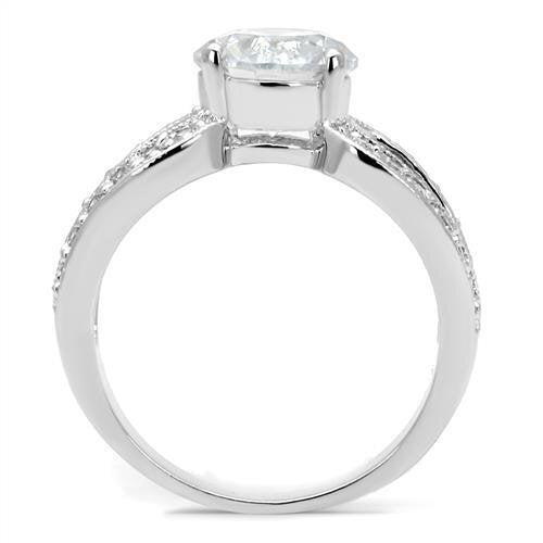 3W1348 - Brass Ring Rhodium Women AAA Grade CZ Clear