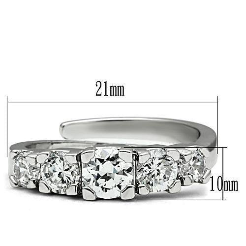 3W134 - Brass Ring Rhodium Women AAA Grade CZ Clear