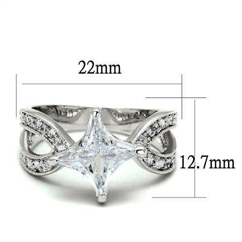 3W1350 - Brass Ring Rhodium Women AAA Grade CZ Clear