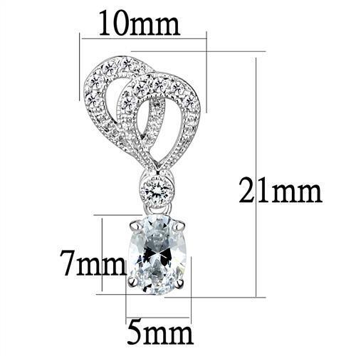 3W1355 - Brass Earrings Rhodium Women AAA Grade CZ Clear