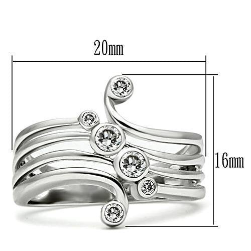 3W135 - Brass Ring Rhodium Women AAA Grade CZ Clear