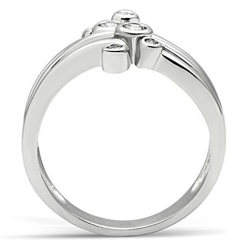 3W135 - Brass Ring Rhodium Women AAA Grade CZ Clear