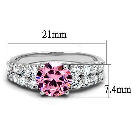 3W1361 - Brass Ring Rhodium Women AAA Grade CZ Rose