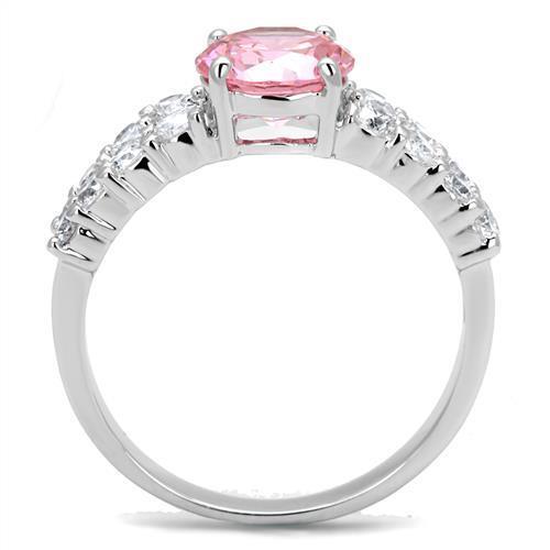 3W1361 - Brass Ring Rhodium Women AAA Grade CZ Rose