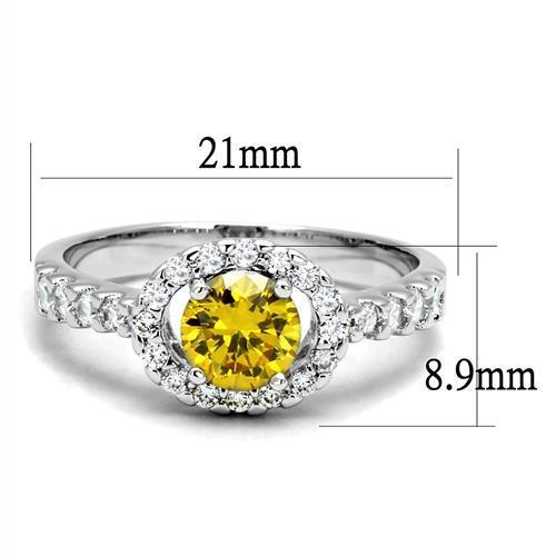 3W1362 - Brass Ring Rhodium Women AAA Grade CZ Topaz