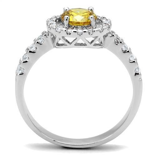 3W1362 - Brass Ring Rhodium Women AAA Grade CZ Topaz