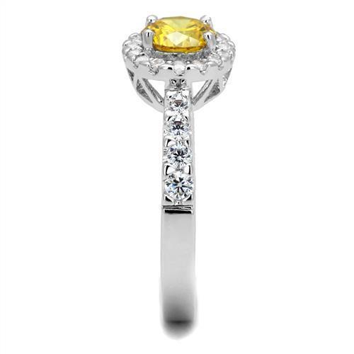 3W1362 - Brass Ring Rhodium Women AAA Grade CZ Topaz