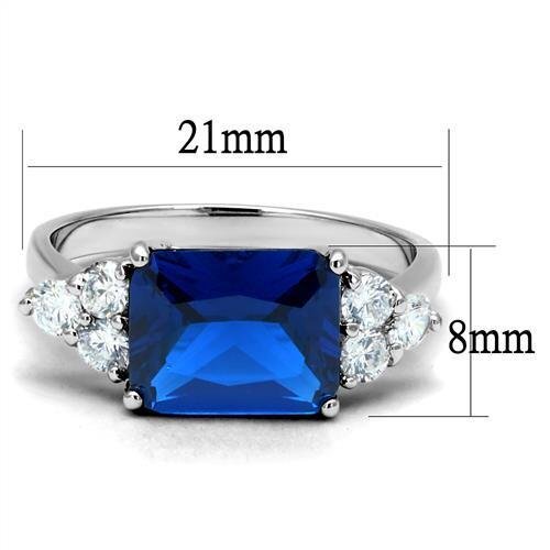 3W1367 - Brass Ring Rhodium Women Synthetic London Blue