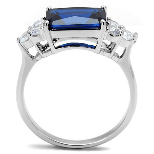 3W1367 - Brass Ring Rhodium Women Synthetic London Blue