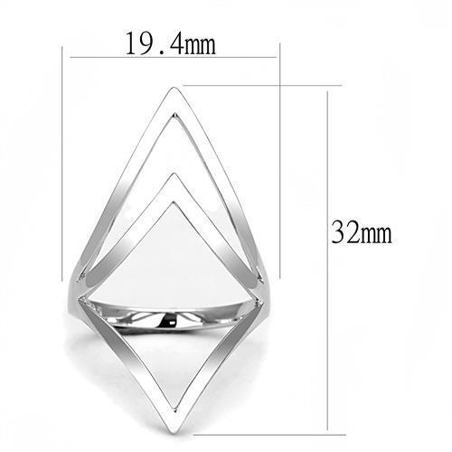 3W1382 - 925 Sterling Silver Ring Rhodium Women No Stone No Stone