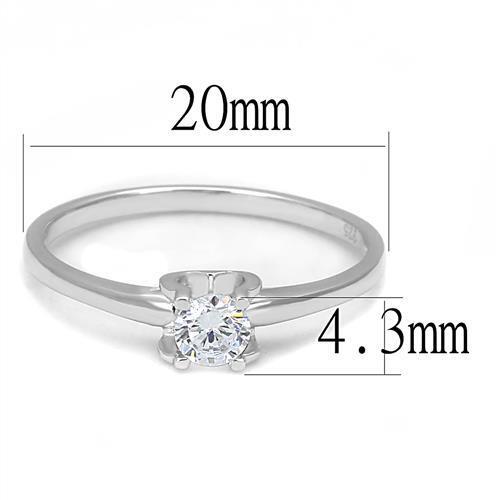 3W1385 - 925 Sterling Silver Ring Rhodium Women AAA Grade CZ Clear