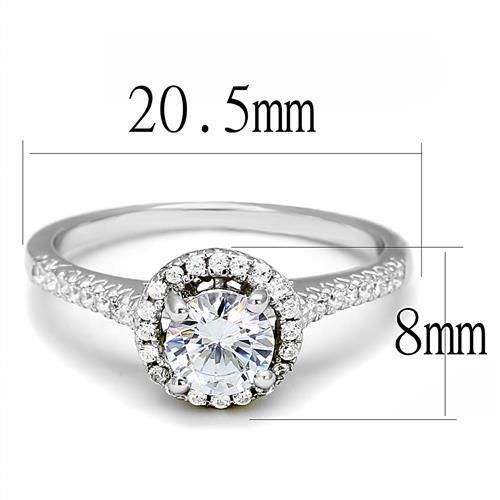 3W1386 - 925 Sterling Silver Ring Rhodium Women AAA Grade CZ Clear