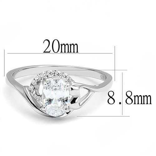 3W1388 - 925 Sterling Silver Ring Rhodium Women AAA Grade CZ Clear