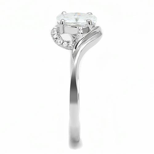 3W1388 - 925 Sterling Silver Ring Rhodium Women AAA Grade CZ Clear