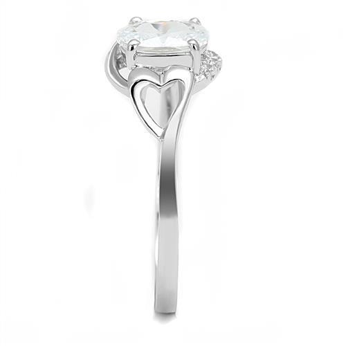 3W1388 - 925 Sterling Silver Ring Rhodium Women AAA Grade CZ Clear