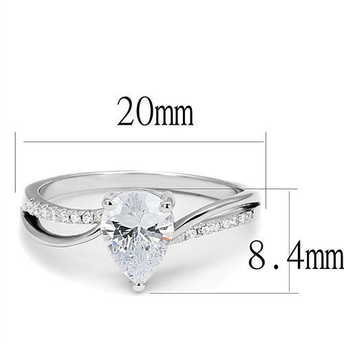 3W1389 - 925 Sterling Silver Ring Rhodium Women AAA Grade CZ Clear