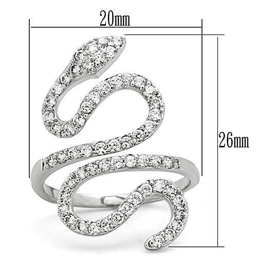 3W138 - Brass Ring Rhodium Women AAA Grade CZ Clear