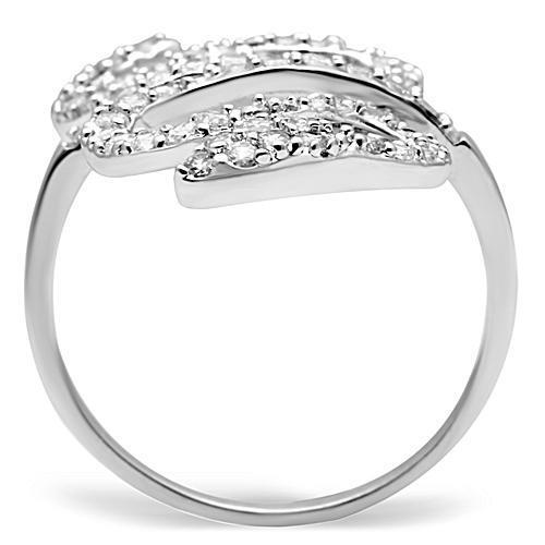 3W138 - Brass Ring Rhodium Women AAA Grade CZ Clear