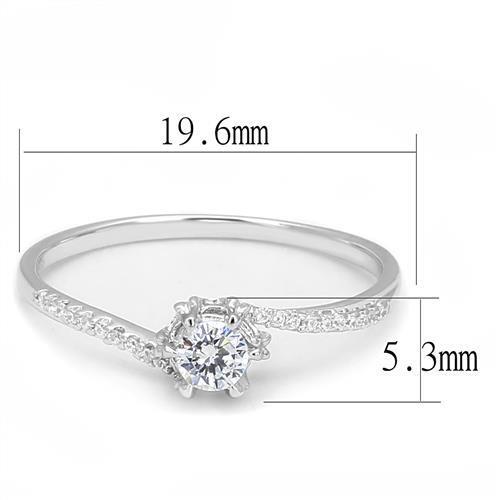 3W1392 - 925 Sterling Silver Ring Rhodium Women AAA Grade CZ Clear