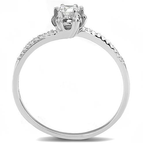 3W1392 - 925 Sterling Silver Ring Rhodium Women AAA Grade CZ Clear